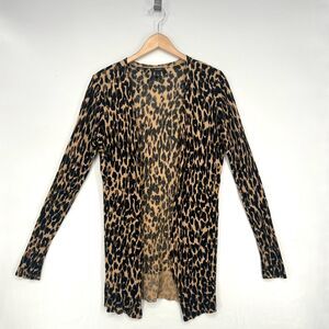 Leopard Print Cardigan Halogen Linen Blend Mobwife Animal Print Womens Sz XS